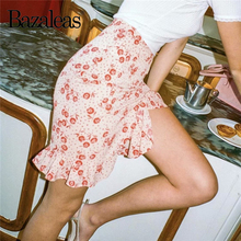 Bazaleas-Falda corta Vintage con volantes para mujer, minifalda Sexy con estampado de rosas de Tournesol, envío directo 2024 - compra barato