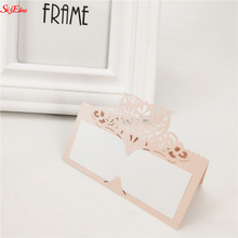 Tarjeta de mesa de boda en forma de corazón, tarjeta de invitación romántica, lugar de boda, número, tarjeta de nombre, decoración de banquete, color rosa, 50 piezas, 8Z 2024 - compra barato