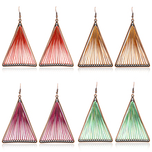 Retro Hollow Triangle Color Ribbon Drop Earrings Colorful Gold Silk Handmade Ethnic Earrings Bohemian Women Vacation Jewelry 2024 - buy cheap