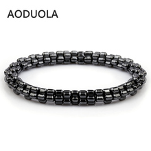 8mm Natural stone Black Hematite Bracelet Elastic Beaded Bracelets Adjustable Charm Bracelets Friendship women couple jewelry 2024 - buy cheap