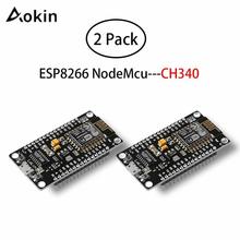 Aokin 2 peças esp8266 nodemcu lua ch340 ESP-12E módulo sem fio placa de desenvolvimento internet flash serial para arduino ide 2024 - compre barato