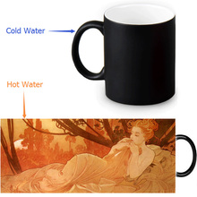 Alphonse Mucha Painting mug 12 OZ/350ml Magic  coffee mugs novelty heat changing color transforming Tea Mugs 2024 - buy cheap