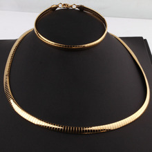 Women 6mm Collar Choker Necklace + Bangle Bracelet Jewelry Set Gold Stainless Steel Snake Chain Necklace Bracelet 2024 - buy cheap