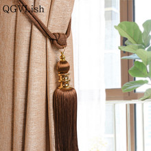 QGVLish 2Pcs European Curtain Tiebacks Tassel Fringe Curtain Hanging Ropes Brush Buckle Straps Curtain Accessories Home Decor 2024 - buy cheap