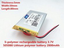 1pcs Polymer battery 2800 mah 3.7 V 505080 for dvr,GPS,mp3,mp4,cell phone,speaker battery 2024 - buy cheap