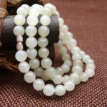 CYNSFJA Real Rare Certified Natural Hetian White Jade Nephrite Beads Jade Necklace High Quality Fine Jewelry Wonderful Gifts 2024 - buy cheap