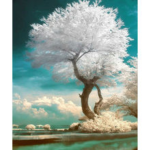 Nova árvore branca 5d diy pintura diamante ponto cruz paisagem pintura diamante bordado completo broca mosaico imagem 2024 - compre barato