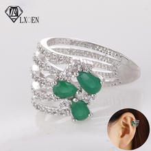 LXOEN Fashion Green Zirconia Clip Earrings for Women Girl Inlay Bright Clear Crystal Clips Jewelry Gift 2024 - buy cheap