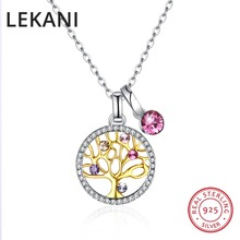 LEKANI-Collares con colgante de árbol Swarovski para mujer, de plata S925 auténtica, Multicolor, chapado en oro 2024 - compra barato