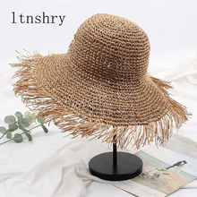 2019 Fashion New Sun hat Bucket cap Wide side Version Tassel Casual Straw Hat Solid Color Summer Wide Brim Women'S Cap Beach Hat 2024 - buy cheap