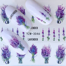 1 шт., лавандовый букетик YWK 2020, Водные наклейки, украшения для ногтей, фиолетовый Цветущий цветок, слайды, наклейки для ногтей 2024 - купить недорого