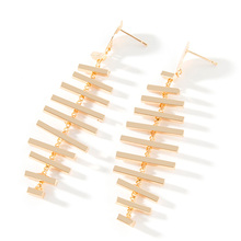 Unique Fishbone Geometrical Drop Earrings for Women Gold Color Multi Bar Metal Earrings High Quality Factory Wholesale 2024 - buy cheap