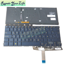 Teclado para laptop asus zenbook 3 de luxo, ux45, ux490ca, ux490ua, azul, amarelo, teclas 0knb0, d632la00, 86720, 29a, retroiluminação 2024 - compre barato