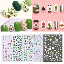 Наклейки для ногтей, 1 лист, кактус, авокадо, 3D, переводные наклейки для дизайна ногтей, фруктовые аксессуары для ногтей, украшения для ногтей 2024 - купить недорого