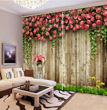 3D Curtain Luxury Blackout Window Curtain Living Room girl Bedroom wood pink flower curtains 2024 - buy cheap