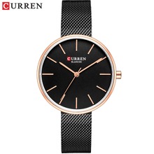 CURREN Fashion Mesh Stainless Steel Watches Women Luxury Casual Clock Ladies Quartz Wrist Watch Slim Black Dropshipping 2024 - buy cheap