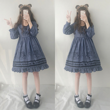 Vestido de estilo Lolita de manga larga para mujer, ropa Retro Kawaii, estilo Harajuku japonés, otoño 2024 - compra barato