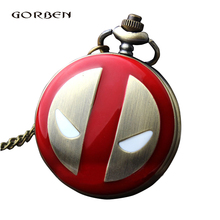 Relogio DeBolso Fashion Cosplay Anime Deadpool Pocket Watches Necklace with chain bronze Quartz fob watches Men Watches Gifts 2024 - buy cheap