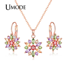UMODE Women Flower Colorful Jewelry Set Flower Hoop Earrings Flower Pendant Necklaces Wedding Accessories for Bridal Gift US0085 2024 - buy cheap