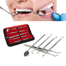 5Pcs/Set Professional Stainless Steel Dental Set Dentist Teeth Kit Oral Clean Probe Tweezers Tool Kit 2024 - buy cheap