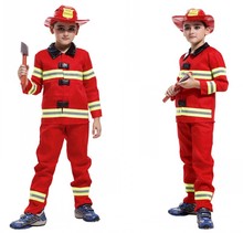 Disfraz de Halloween para niños, traje de bombero, ropa para el escenario, fiesta de fuego, 8 2024 - compra barato