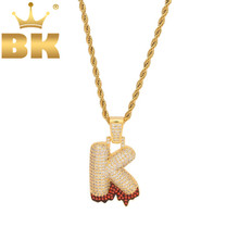 Single letters Red Drip Bubble Initial Letters Pendant Necklace For Men/Women Iced Out Cubic Zirconia Fashion Hiphop Jewelry 2024 - buy cheap