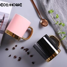 Creative Ceramic Coffee Mugs Nordic Simple Office Milk Cups with Gold Lnlay Handle Black/pink Lover Breakfast Mug Home Water Cup 2024 - buy cheap