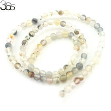 Free Shipping 4mm Round Gems Stone Gray Leaf Agat Onyx Jewelry Making Loose Beads Strand 15" 2024 - buy cheap