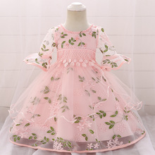 Vestidos de princesa de encaje para bebés, traje de cumpleaños de manga larga para niñas de 1 año 2024 - compra barato