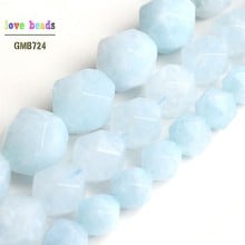 Natural Stone Beads Faceted Aquamarines Round Loose Beads For Jewelry Making Bracelet 6/8/10mm 15inches 2024 - buy cheap