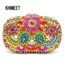 Red Hollow Out flower Indian clutch bag turquoise luxury crystal evening diamante wedding party purse women day clutches SC176 2024 - buy cheap