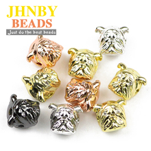 JHNBY 4pcs Pug Dog head Pendants Copper Spacer beads animal Charms metal Loose beads for Jewelry bracelet making DIY Findings 2024 - buy cheap