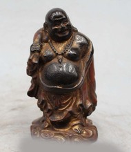 Estatua de Buda Maitreya de 6 ", soporte de madera de budismo chino, feliz, risa 2024 - compra barato