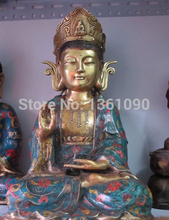 xd 00378 15"Tibet Bronze gild Cloisonne sit in meditation kwan yin Buddha Quan yin statue 2024 - buy cheap