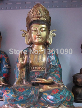 Xd 00378 15 "Tibet bronce dorado Cloisonne sentarse en meditación kwan yin Buda Quan yin estatua 2024 - compra barato