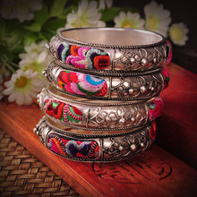 Yun nan-pulsera de plata de estilo Oriental folclórico China Miao, bordado tradicional, exquisita, hecha a mano 2024 - compra barato