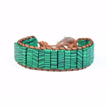 YGLINE Bohemia Bracelet Single Leather Wrap Bracelet Malachite Stone Beaded Cuff Bracelet  Drop shipping Fashion Jewelry 2024 - buy cheap