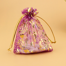 Saco de organza de alta qualidade 15x20cm, cor rosa quente, presente de casamento, sacos de doces, joias, bolsa para embalagem, 100 peças 2024 - compre barato