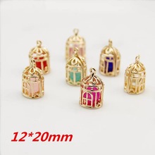 Diy jewelry making 50pcs Pearls Core decoration hollow out 3D Cartoon birdcage shape Alloy gold-color metal charms pendants 2024 - buy cheap
