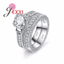 Hot Sale Modern Genuine 925 Silver Clear Cubic Zircon Wedding Jewelry Women Bijoux Austrian Crystal Engagement Finger Ring 2024 - buy cheap