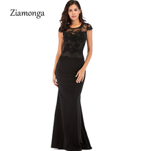 Ziamonga Elegant Mermaid Evening Women Dresses Ever Pretty Short Sleeve Long Mermaid Lace Party Dresses Runway Style Maxi Dress 2024 - buy cheap