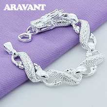 925 Silver White Dragon Bracelet For Women Men Fashion Jewelry 2024 - buy cheap