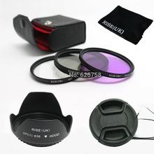 Комплект фильтров RISE(UK) 58 мм UV CPL FLD + лепестковая бленда + крышка объектива с центральным зажимом для камеры canon nikon pentax sony 2024 - купить недорого