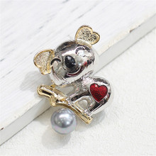 Gray Red Heart Enamel Pin Cute Smile Koala Brooch For Women And Men Simulated Pearl Wedding Brooches Pins Jewelry Party Banquet 2024 - buy cheap