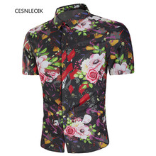 Summer Men Hawaiian Shirts Short Sleeve Loose Beach Shirts Printed Flower Casual Shirts Plus Size XXL 2024 - buy cheap