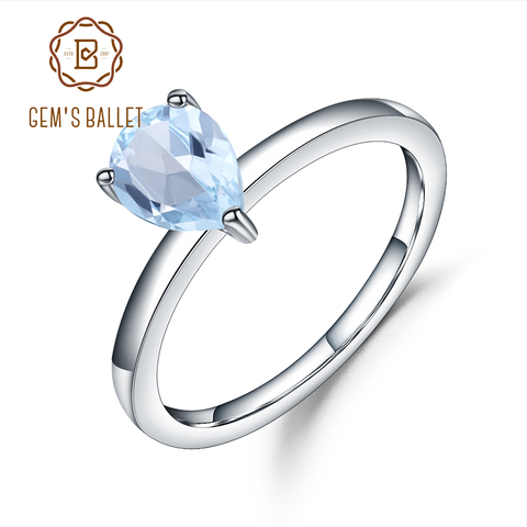 Женские обручальные кольца GEM'S BALLET, обручальные кольца из стерлингового серебра 925 пробы с натуральным небесно-голубым топазом, 1,31ct 2022 - купить недорого