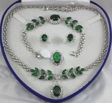 Горячая продажа ювелирных изделий зеленый циркон ожерелье браслет серьги кольцо 2024 - купить недорого