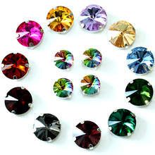 5 Sizes Colorful Rivoli Round Sew On Rhinestones Silver Claw Crystal Glass Sew On Claw Rhinestones For Garment Accessories B0948 2024 - buy cheap