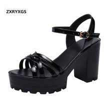 2021 Patent Leather Catwalk Summer Shoes Woman Sandals Fish Mouth Platform Thick High Heel Sandals Plus Size Women Shoes Sandals 2024 - buy cheap