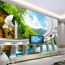 Beibehang papel de parede mural adesivo paz pombo sala estar 3d tv papel parede para paredes 2024 - compre barato